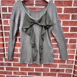 Moa Moa Knit Top Womens Large Green Accent Back Bow Balletcore Cottagecore